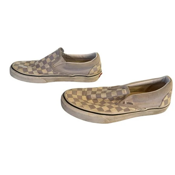 Vans Classic Slip-On Checkerboard Gray & White Shoes Unisex Size Women 7.5 - Picture 2 of 9